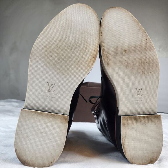 Louis Vuitton Men's Dark Whiskey Red Sword Leather Ankle Strap Boot Sz 8.5 - Picture 11 of 16